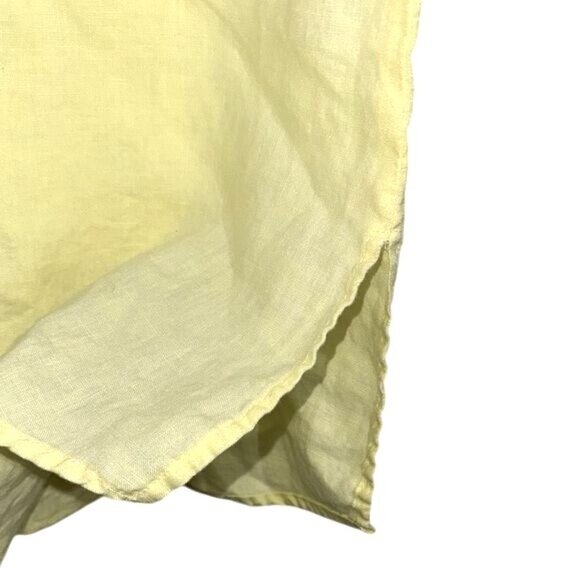 Yellow Linen Tunic Dress With Crochet Neck Detail By Malvin Size XL - Picture 3 of 8